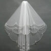 Two-Layer Bridal Veil with Crystal and Pearl Embroidered Edging