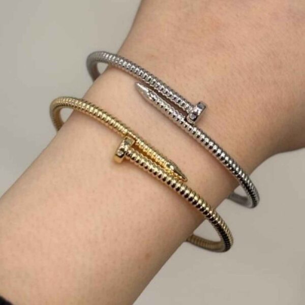 Women’s Silver-Plated Screw Design Cuff Bracelet – Tarnish-Resistant