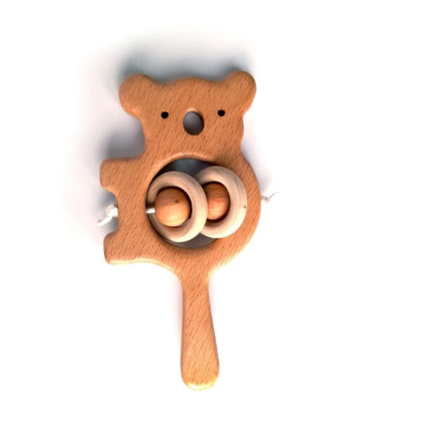 Wooden Koala Baby Rattle – Natural Teething Toy for Newborns