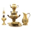 6-Piece Brass Charcoal Samovar Set, Ghalamkari Engraving (1)