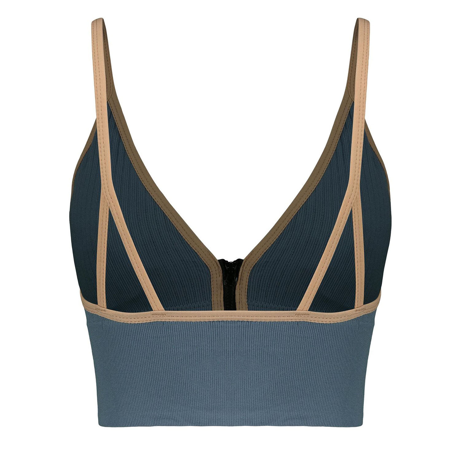 运动短款文胸及内裤套装 – 前拉链、加垫，型号 4563 蓝色