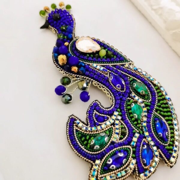 Beaded Peacock Brooch A Touch of Wild Beauty (2)