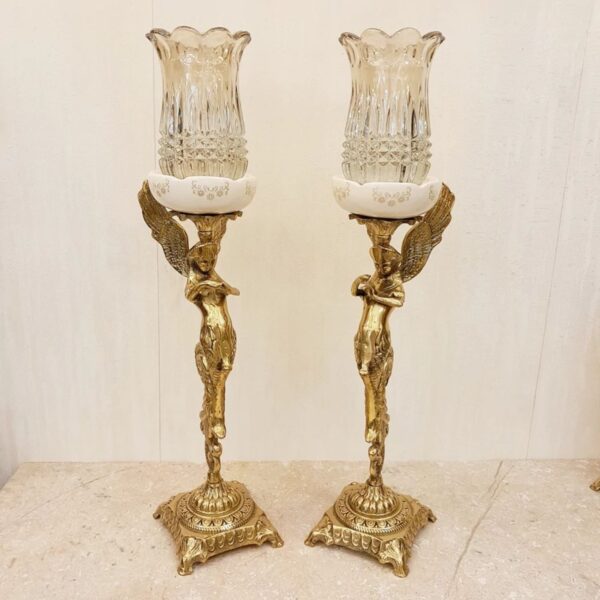 Bronze Candle Holder, Angel Design with Square Base (2)