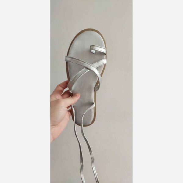 Comfortable Gladiator Lace-Up Sandal - Trendy & Durable Design in Silver (2)