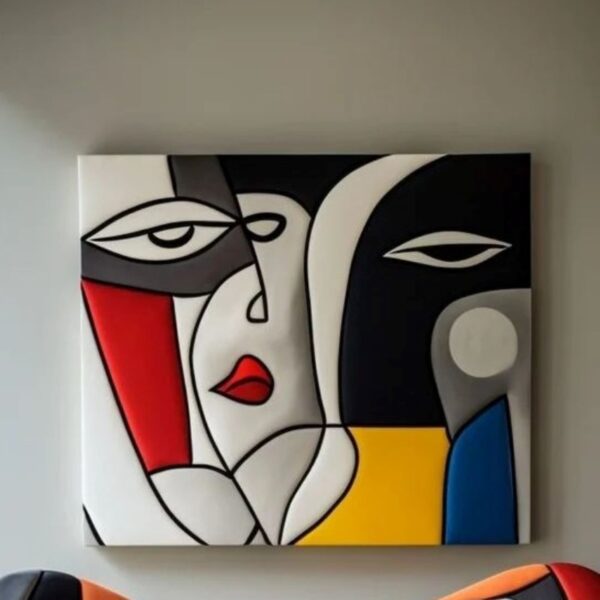Cubist Face Canvas Art Painting – Statement Piece for Your Space