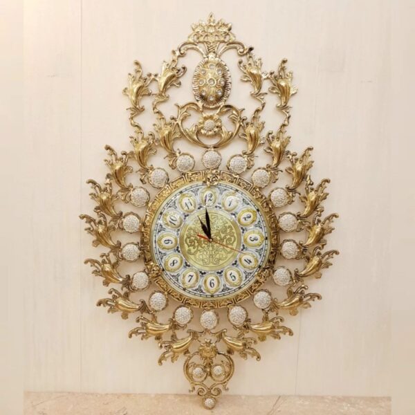 Elegant Brass Wall Clock with Large 28cm Dial and Gem Accents for a Touch of Vintage Charm (1)