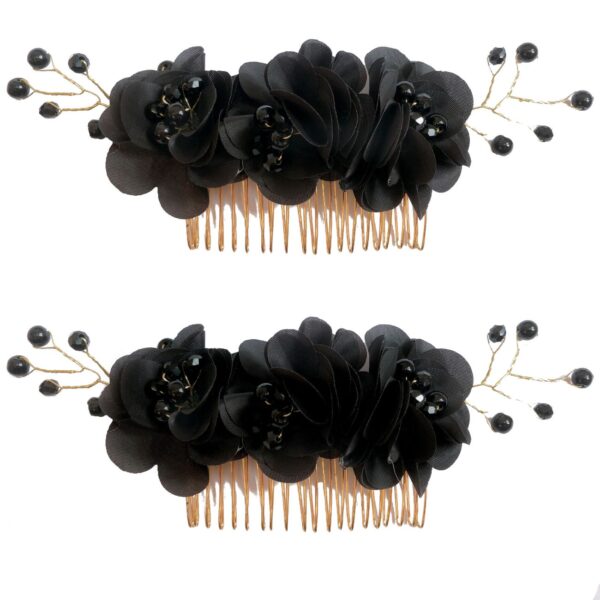 Elegant Metal Hair Comb Clip with Floral Design (4)