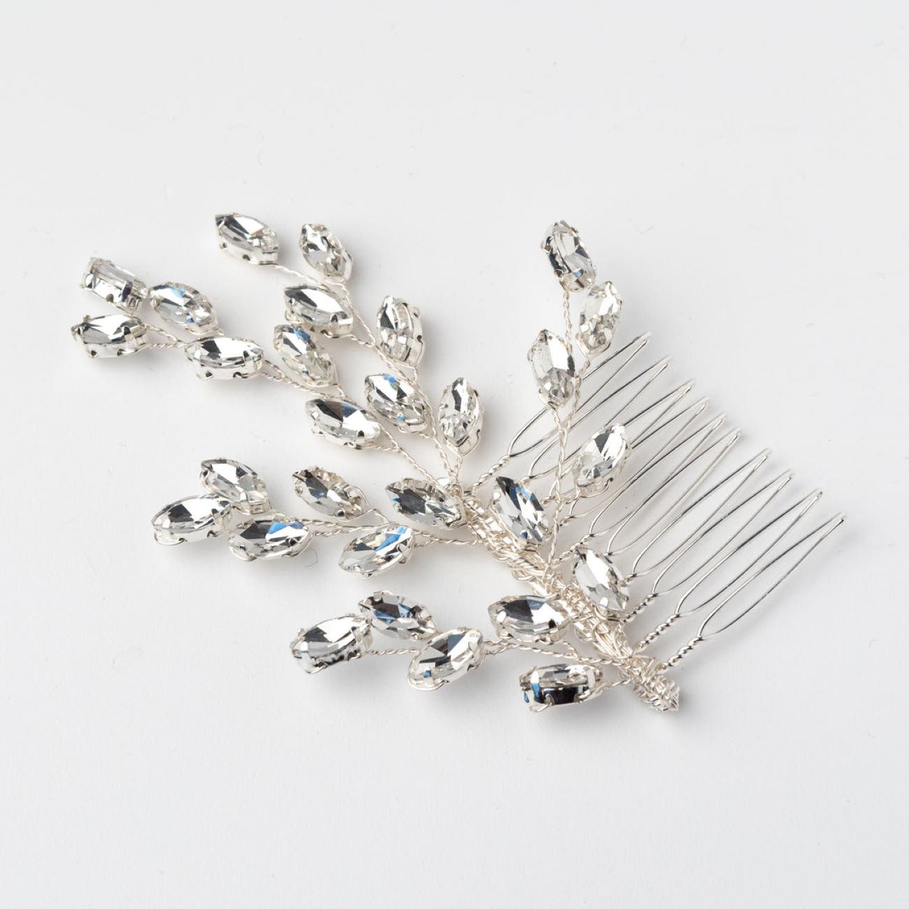 优雅金属发梳夹,叶子宝石设计 – 2件