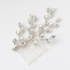 Elegant Metal Hair Comb Clip with, Leaf Gemstone Design - 2 Pcs (2)