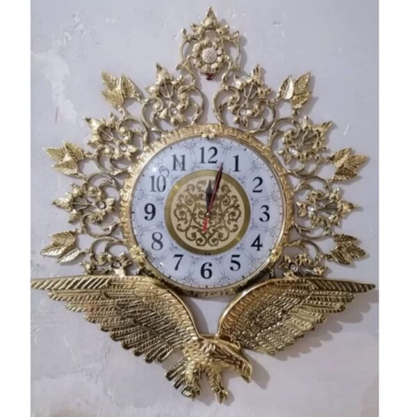 Exquisite Brass Wall Clock with Eagle & Flower Design