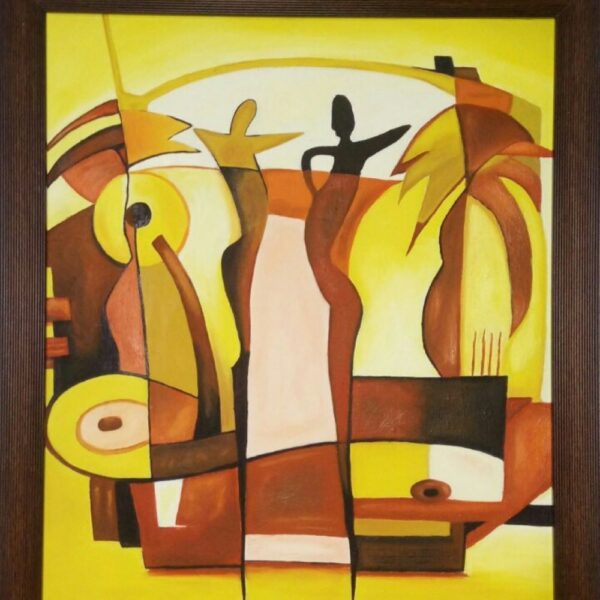 Geometric Cubist Oil Canvas – Bold and Expressive