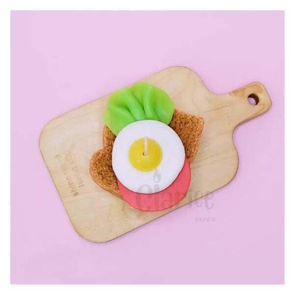 Handmade Candle Shaped Like Toast with Fried Egg and Lettuce (3)