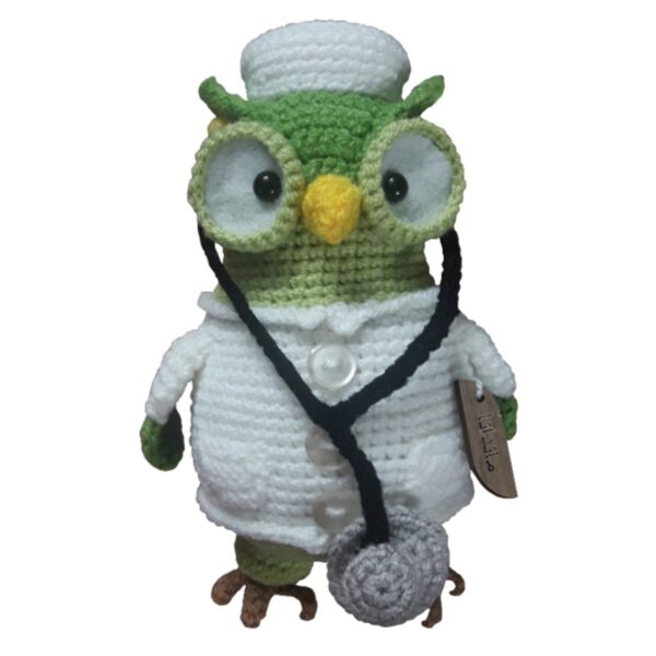 Handmade Knitted Doll – Doctor Owl Design (1)