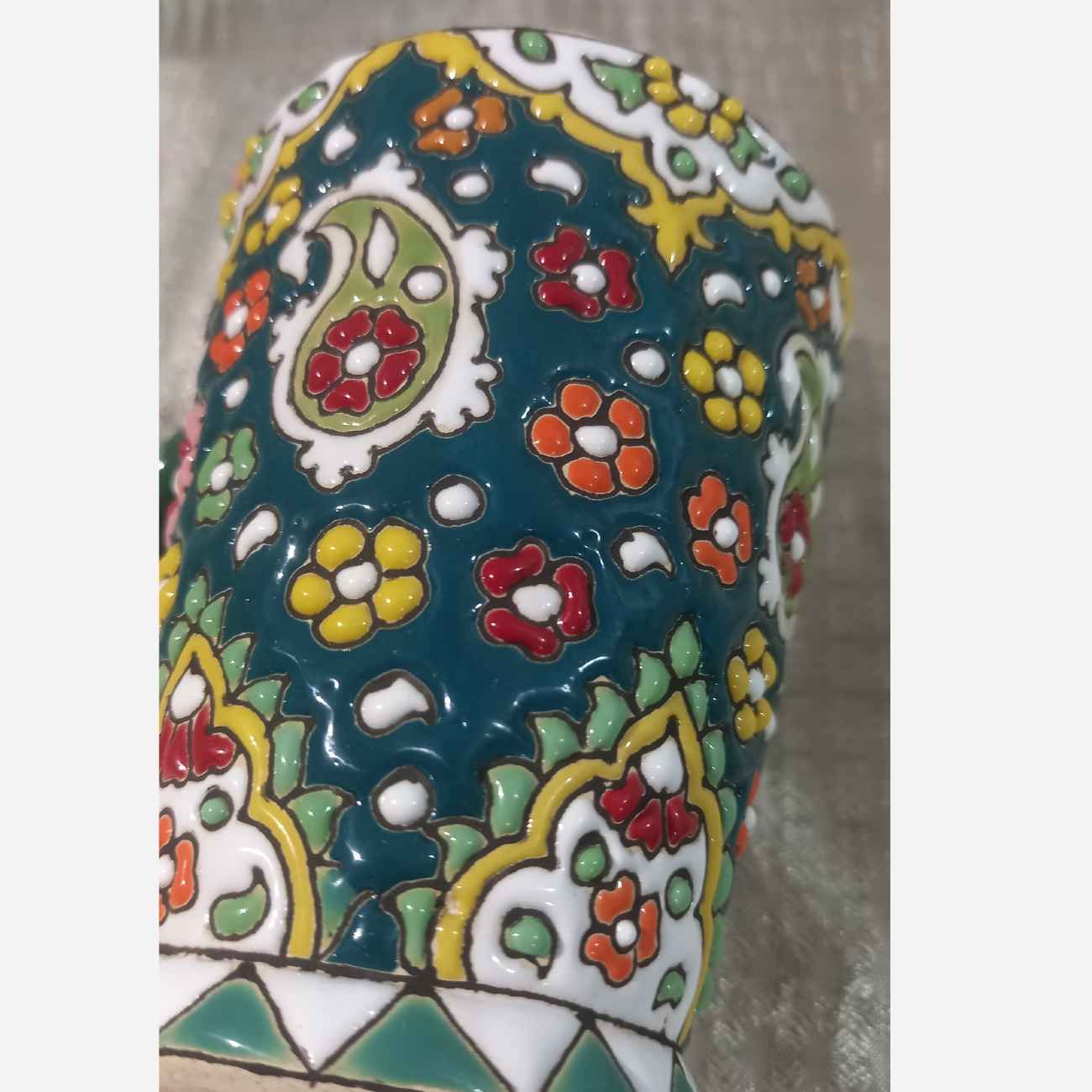 手工掐丝珐琅马克杯 – 匠人陶瓷咖啡杯,绿色款,适合厨房用品