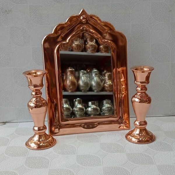 Nano-Coated Copper Mirror and Candle Holder Set