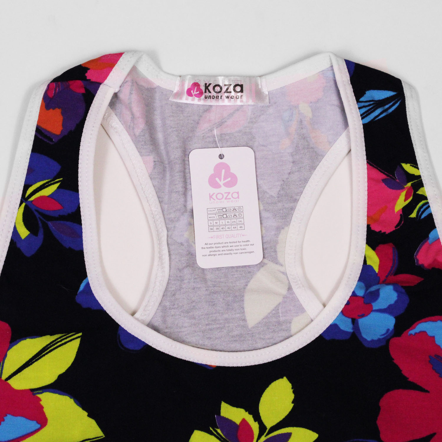 Koza 加垫运动套装 – 黑色花卉运动文胸及内裤，型号 9109-1