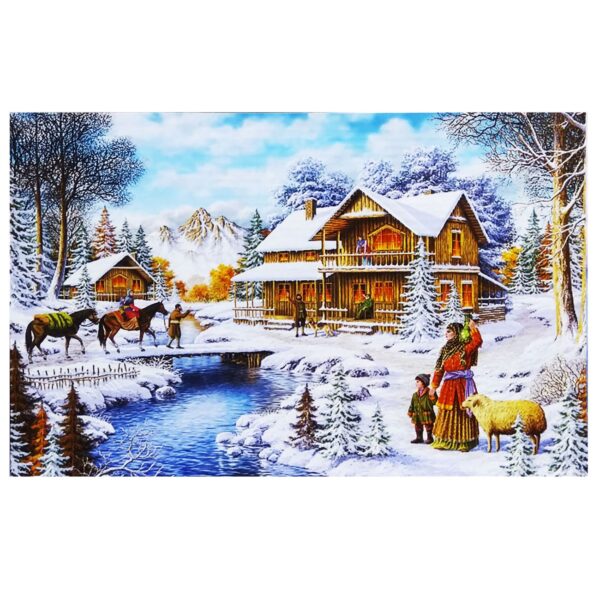 Premium 1000-Piece Jigsaw Puzzle, Winter Village Scene (2)