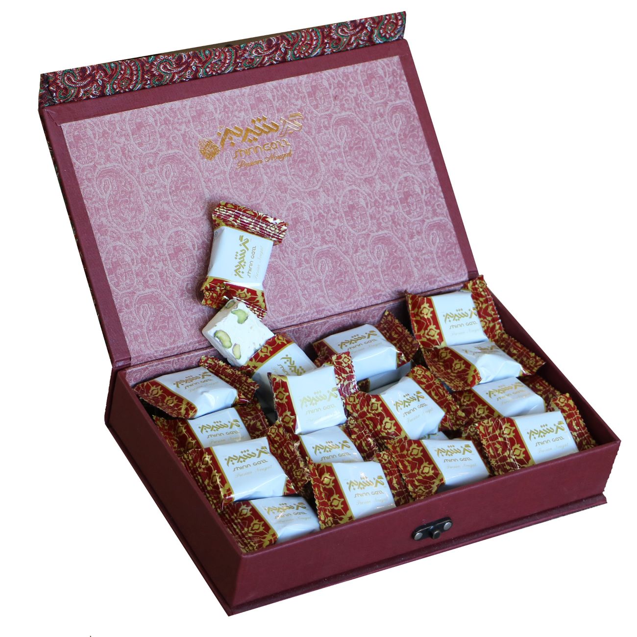 Shirin Gaz 40% 混合开心果和杏仁 – Termeh 礼盒 – 360 克 (2 份)