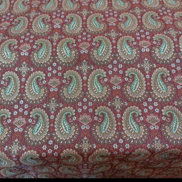 Silk Termeh Fabric – Burgundy Peacock Design (2)