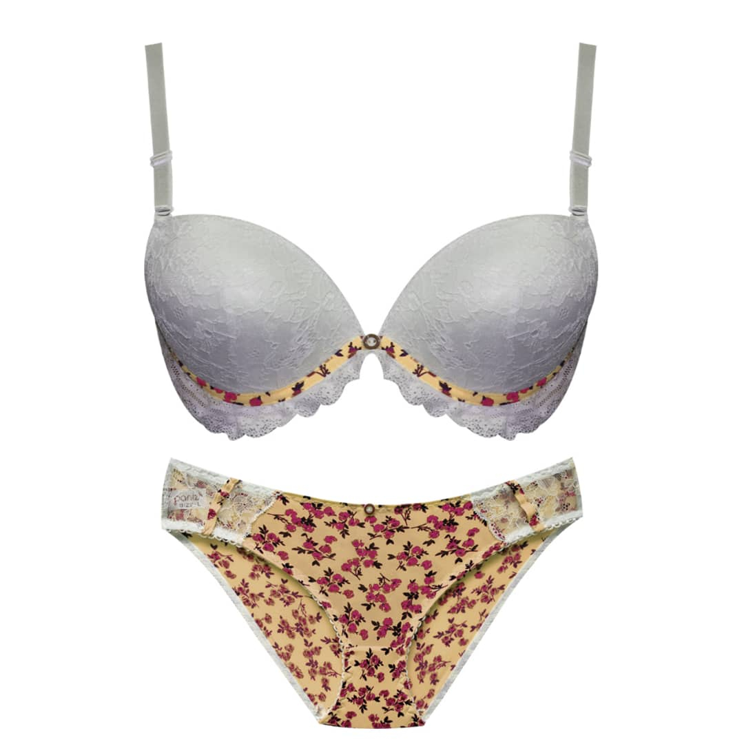 Main image of 柔软蕾丝推高内衣套装 – EF22 加垫文胸及配套丁字裤