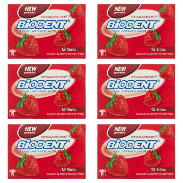 Strawberry Chewing Gum by Biodent - 6 Pcs