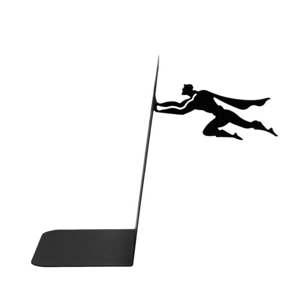 Superman Metal Bookend – Black Novelty Hero Decor for Shelves (1)