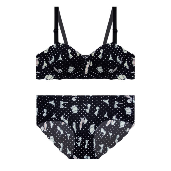 Women’s Balconette Padded Bra and Thong Set – Half Push-Up, Laser-Cut, B Cup (2)