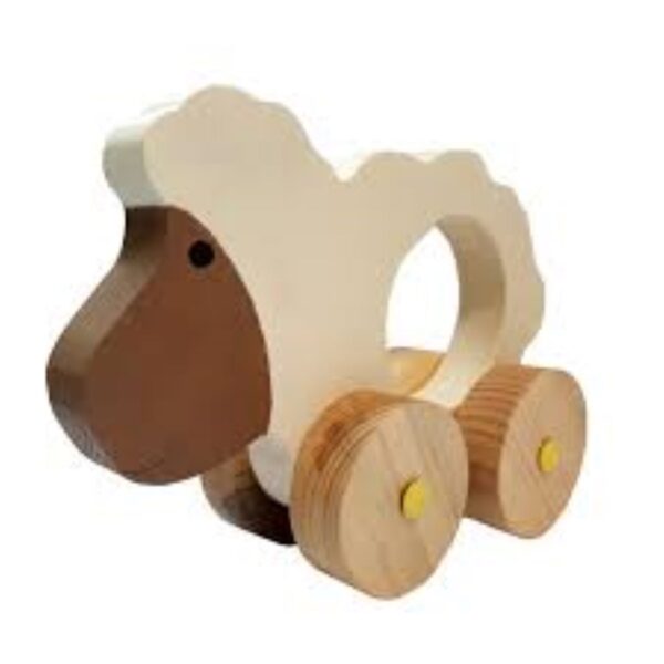 Wooden Sheep Push Toy – Handmade Rolling Animal Toy for Toddlers