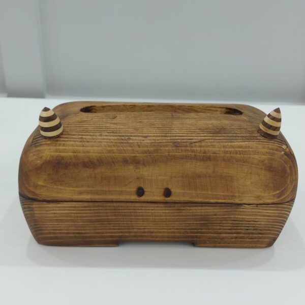 Wooden Tissue Box Holder Handmade - Kind Monster Design (2)