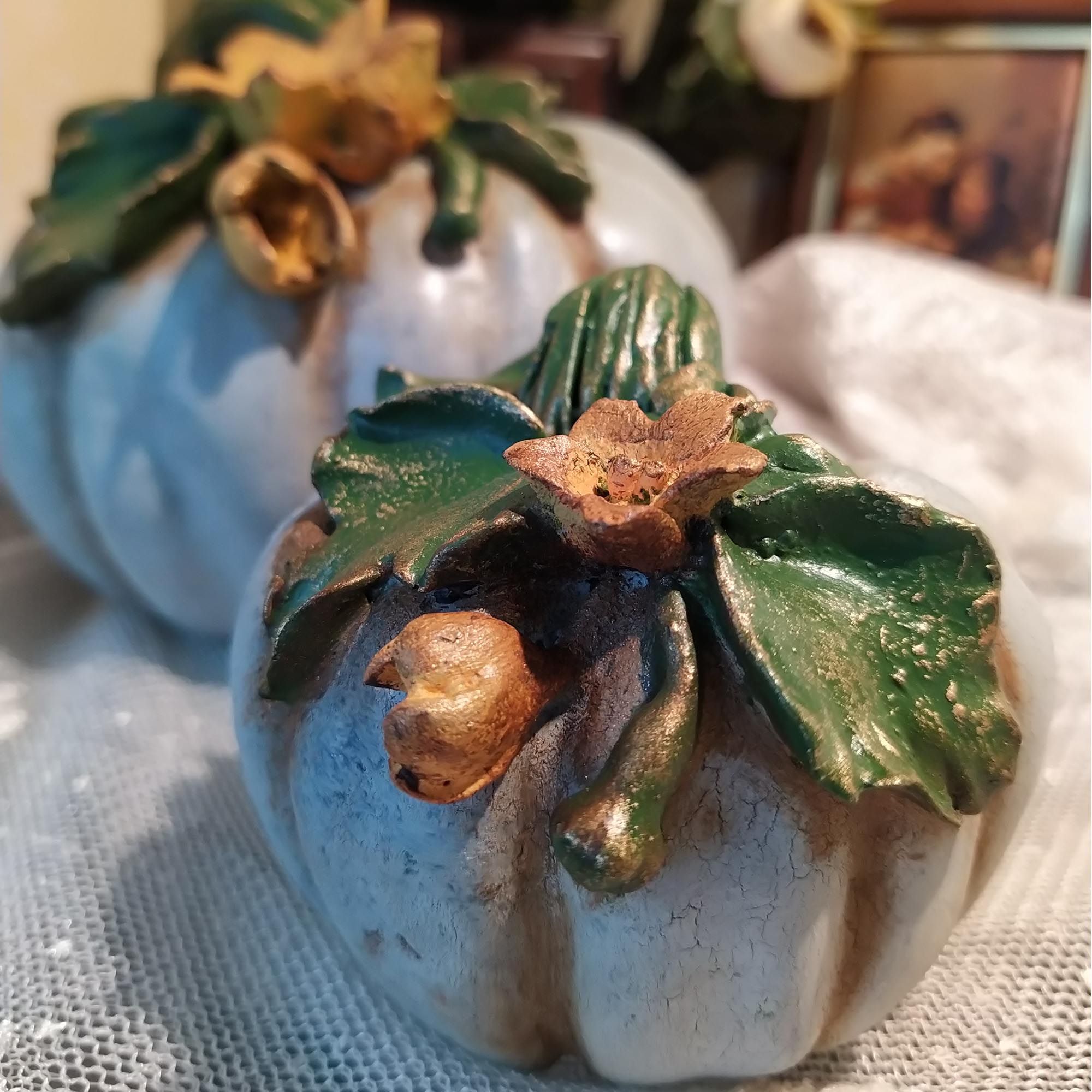 手工艺南瓜摆件 – 适合季节性桌面装饰(2件套)