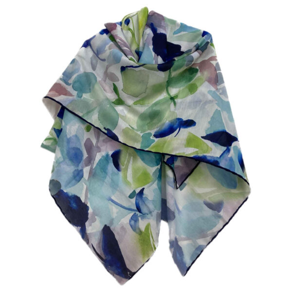 Blue Light Scarf with Floral Design – Stylish & Suitable for All Season (2)