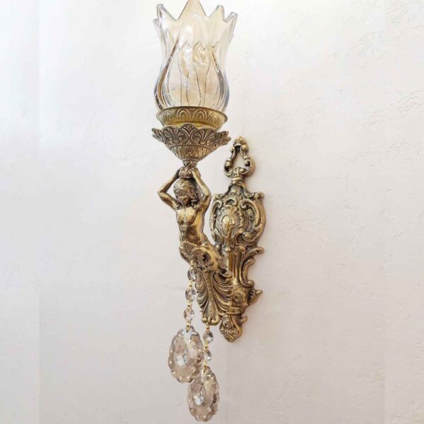 Decorative Brass Wall Sconce - Unique & Eye-Catching with Sculptural Design (2)