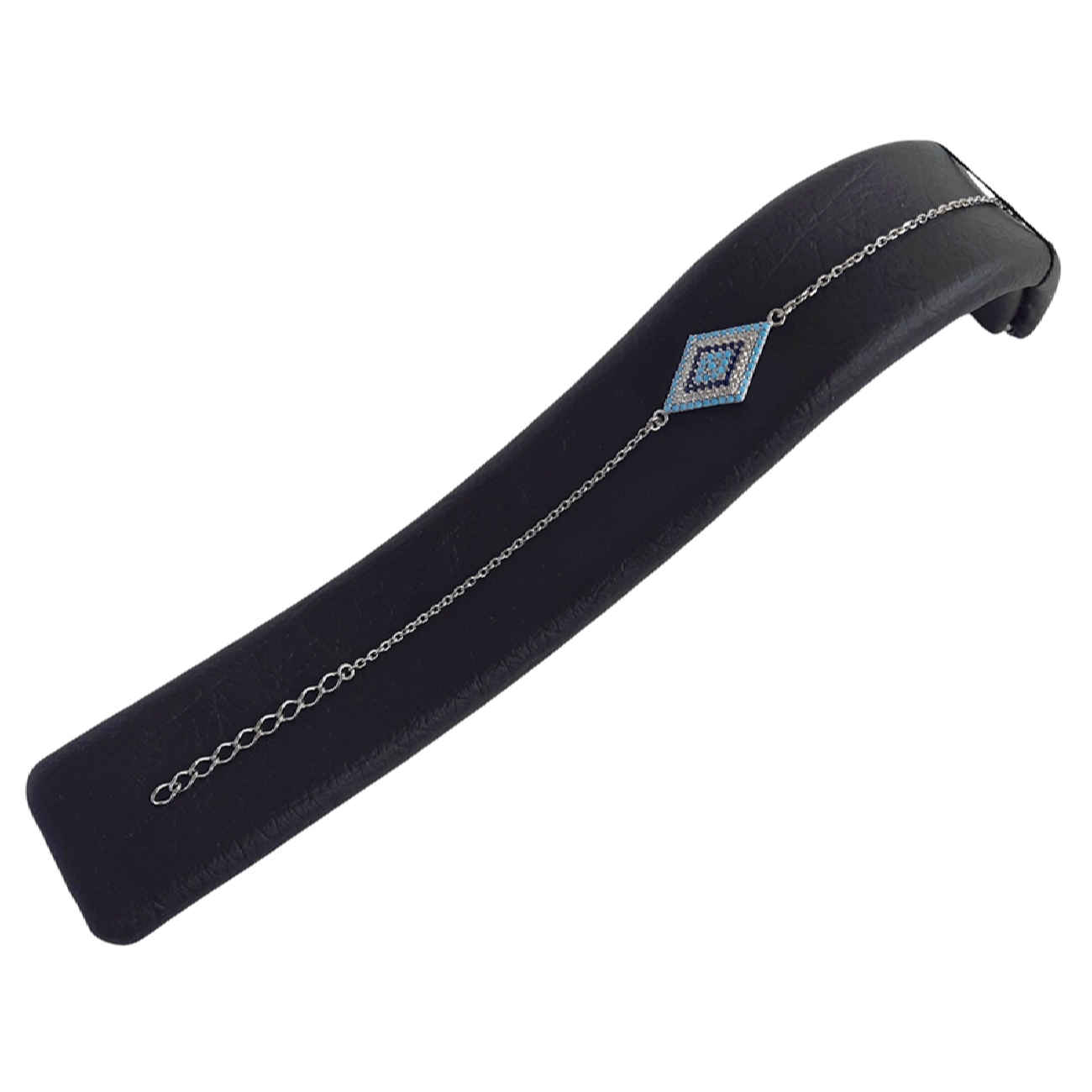 优雅女士银手链 – 配蓝色邪眼吊坠,适合作为礼物