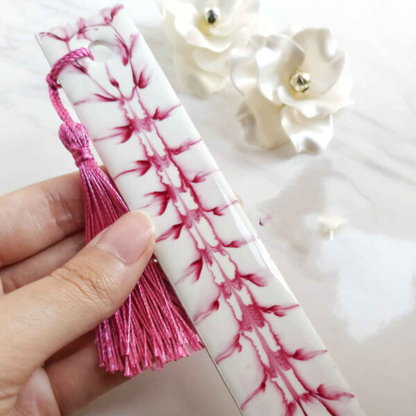 Gorgeous White & Pink Handmade Bookmark – Thoughtful Gift for Readers, Writers & Journaling Fans (2)