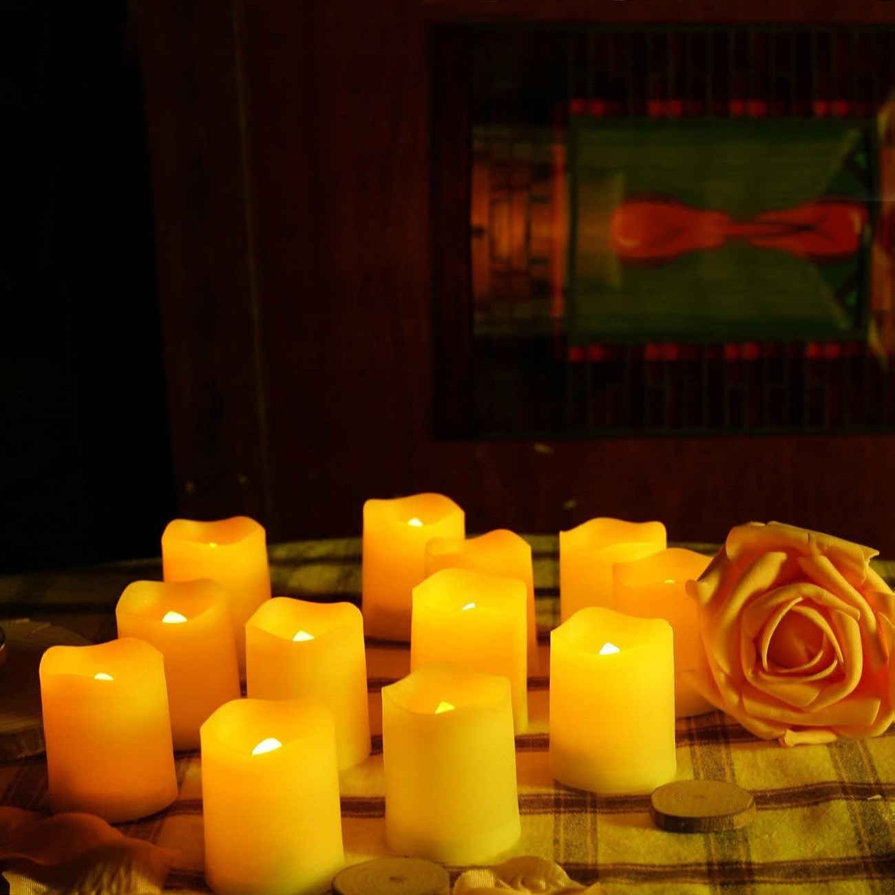 LED无火蜡烛 – 电池供电,无火无杂乱,优雅氛围装饰(12个)