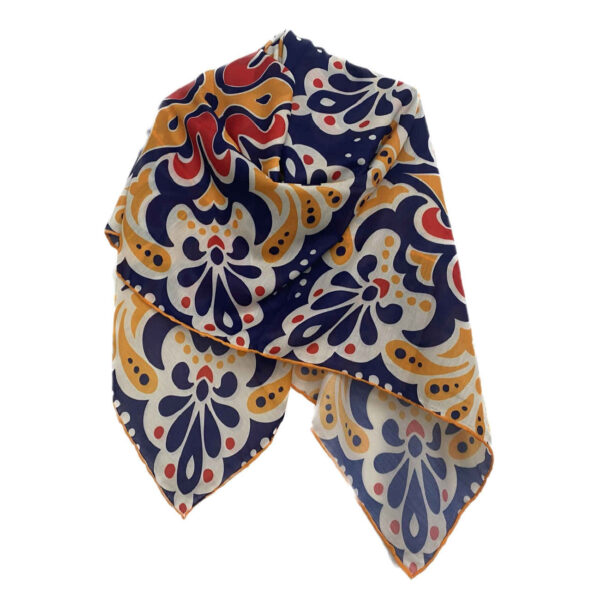 Navy Blue Scarf With Gorgeous Floral Design -Timeless Style for Every Season (2)
