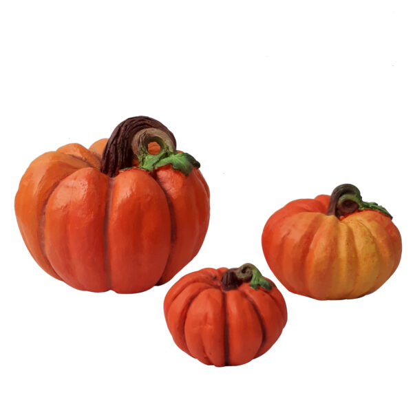 Polyester Pumpkin Figurine – Suitable for Halloween and Yalda, (Set of 3) (2)