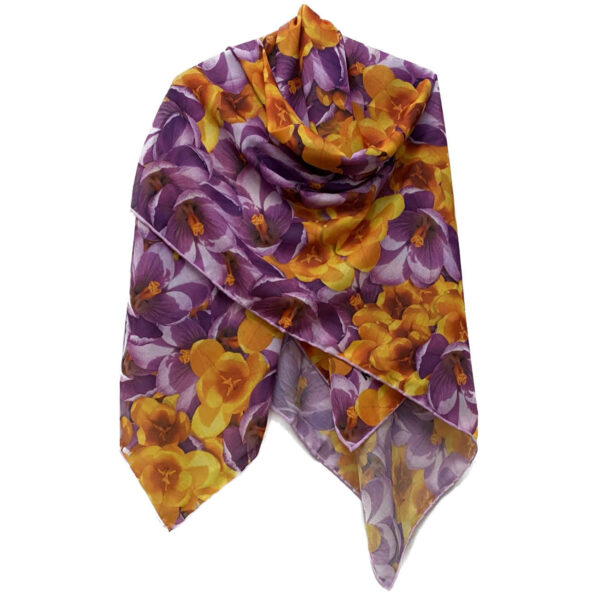 Purple Four Seasons Cotton Scarf - With A Very Beautiful Floral Design (1)