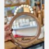 Round Wooden Mirror Key Holder – Stylish Circular Wall Organizer for Entryway