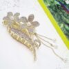 Women's Hair Claw – Metal Five-Petal Flower Design with Dangle Charm (1)
