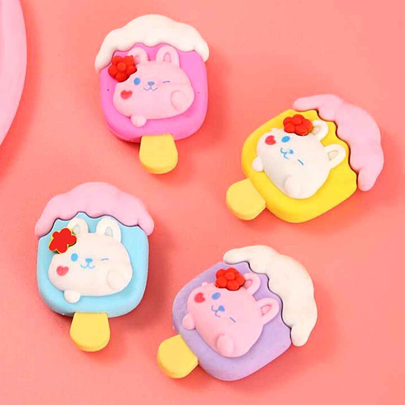 Main image of 兔子与冰激凌橡皮——双趣文具组合